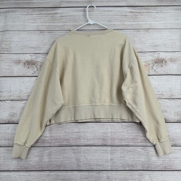 Chicka-D Mighty Ducks Thermal Cropped Boxy Sweatshirt Womens Medium Cream - Picture 2 of 10